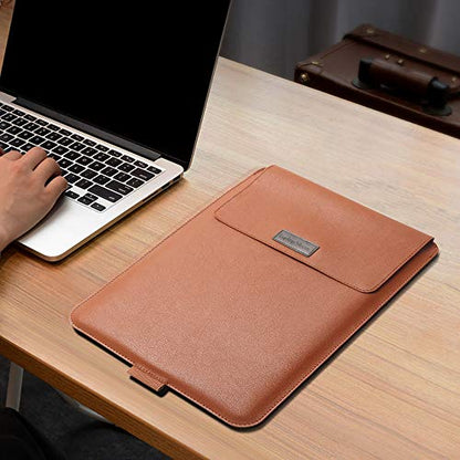 Laptop Sleeve 13-14" Case with Stand Compatible with Microsoft Surface Laptop 5/4/3/2 13.5", MacBook Air/Pro 13.3", PU Leather Sleeve for 15-16" Laptop Computers - Grey - color: Grey, size: 13-14 Inch