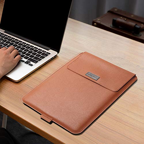 Laptop Sleeve 13-14" Case with Stand, Compatible with Microsoft Surface Laptop 5/4/3/2 13.5", MacBook Air/Pro 13.3", PU Leather Sleeve for 15-16" Laptops - Dark Blue - color: Dark Blue, size: 13-14 Inch