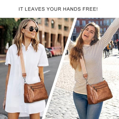 Bluome Crossbody Purses for Women, Medium Large Faux Leather Crossbody Bags Lightweight Sling Bag Shoulder Handbags - color: Brown, size: Large 12L