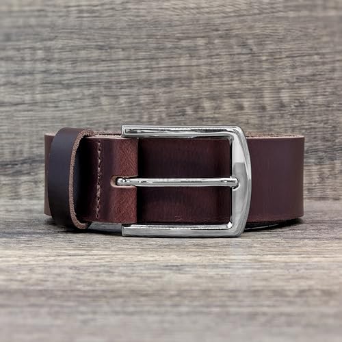 Ashford Ridge Made in England 40mm Full Grain Leather Belt with Classic Buckle - color: Antique Brown, size: 3XL (48" - 52" waist)