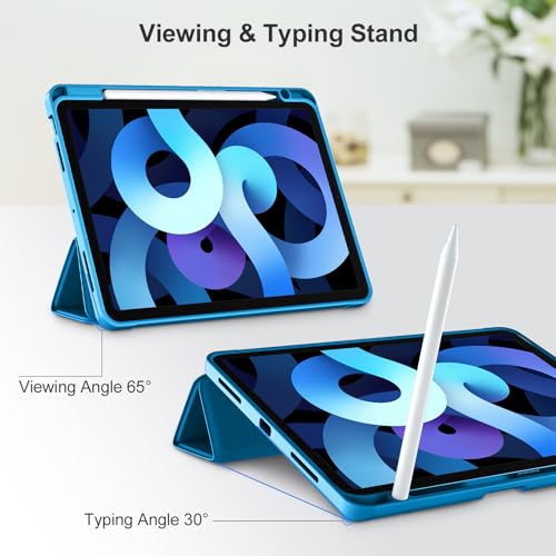 Akkerds for iPad Air 11 Inch Case M4/M3/M2, Air 5th/4th Gen 10.9, LightBlue | With Pencil Holder, for iPad Air Case 2026/2025/2024/2022/2020, Soft TPU Back, Slim Trifold Stand Cover, Auto Sleep/Wake - color: LightBlue