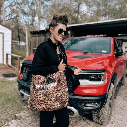 Montana West Wrangler Large Tote Bag for Women Designer Leopard Print Purse for Travel Work Gym - color: Leopard