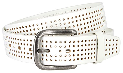 Park Hills Perforated 100% Leather Casual Golf Jean Belt 1-1/2" Wide - color: White, size: 34