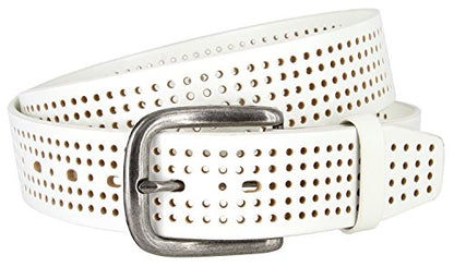 Park Hills Perforated 100% Leather Casual Golf Jean Belt 1-1/2" Wide - color: White, size: 34