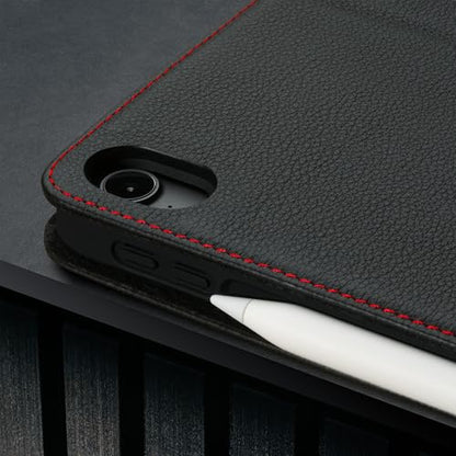 TORRO Case Compatible with iPad Air 11" M4 (2026), M3 (2025) & M2 (2024) and iPad Air 5th / 4th Gen - Leather Folio Cover, Stand, Apple Pencil Charging, Auto Wake/Sleep (Black) - color: Black with Red Detail