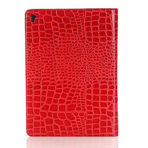 for iPad 9th 8th 7th Gen 10.2 inch Case for Women, iPad Air-3/iPad Pro-2 10.5 inch Case, Crocodile Synthetic Leather Stand Folio Smart Cover - Red - color: Red