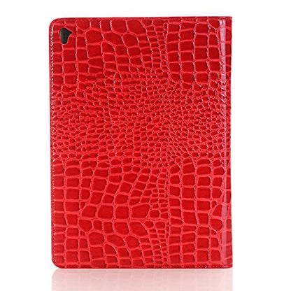 for iPad 9th 8th 7th Gen 10.2 inch Case for Women, iPad Air-3/iPad Pro-2 10.5 inch Case, Crocodile Synthetic Leather Stand Folio Smart Cover - Red - color: Red