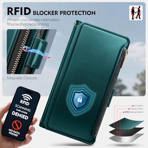 for Samsung Galaxy S26 Plus Wallet Case with Card Holder RFID Blocking PU Leather Zipper Phone Case Flip Folio Protective Cover Wrist Strap Credit Card Slots Kickstand Men Women,Indigo Blue - color: Indigo Blue, size: Samsung Galaxy S26 Plus - 6.7"