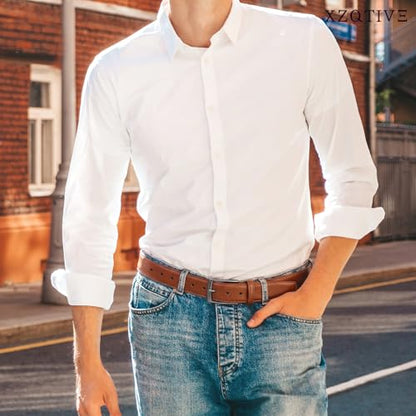 XZQTIVE Men's Suede Belt - Genuine Leather Dress Belt for Jeans Dress - color: Brown, size: Fit Pant 40"-45"