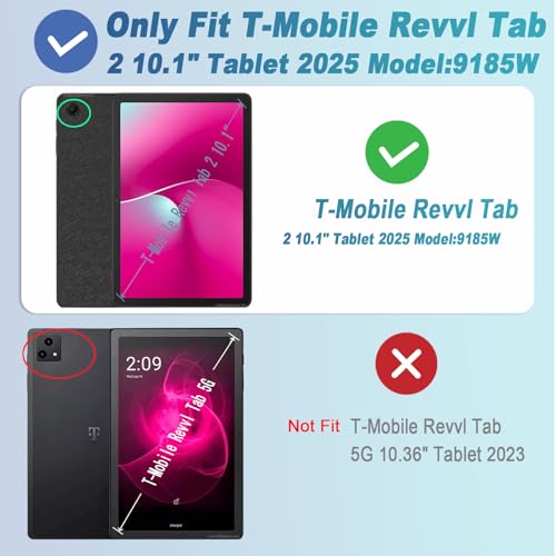 ACdream Case for T-Mobile Revvl Tab 2 10.1" Tablet 2025 Model:9185W,(NOT FIT 2023 Revvl Tab 5G 10.36"), Folio Protective Slim Cover Leather Case,Magnetic Closure, Hand Strap, Card Slots, Black - color: ***Black