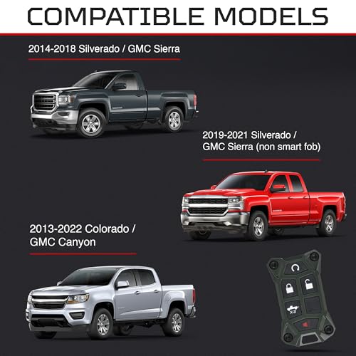 AJT DESIGN V1.5 Chevy Key Fob Replacement Case for Silverado, GMC Sierra 2014–2021 | Chevy Colorado, GMC Canyon 2013–2022 | USA Made Rugged Chevy Key Fob Case Shell | Army Green - color: Army Green