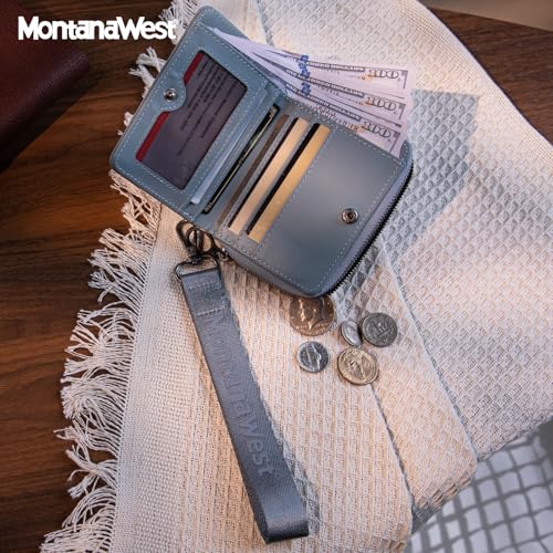 Montana West Small Wallet for Women Female Ladies with a Detachable Wristlet Women's Wallet with Rfid Blocking Lining Minimalist Lightweight & Easy to Carry - color: Jean