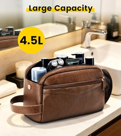 Vorspack PU Leather Travel Toiletry Bag for Men Women - Brown - color: Brown