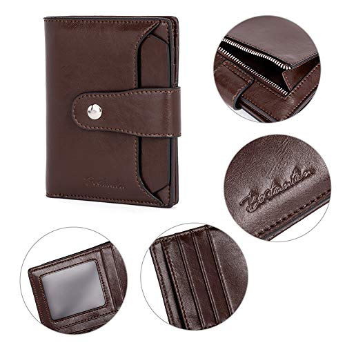 BOSTANTEN Leather Womens Wallet Small RFID Blocking Credit Card Holder | Removable ID Window, Zipper Coin Pocket, Bifold, Minimalist, Fits Small Purses, Daily Use, Ladies Gifts, Coffee - color: 3-coffee
