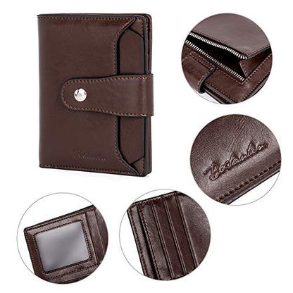 BOSTANTEN Leather Womens Wallet Small RFID Blocking Credit Card Holder | Removable ID Window, Zipper Coin Pocket, Bifold, Minimalist, Fits Small Purses, Daily Use, Ladies Gifts, Coffee - color: 3-coffee