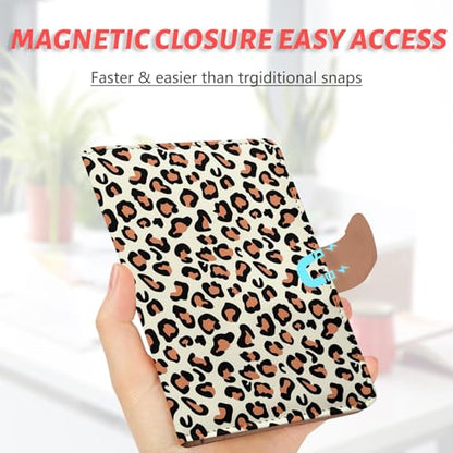 Passport Holder, Cute Travel Wallet Cover with RFID Blocking,Leopard | PU leather travel wallet with magnetic closure, card slots, pen loop, and easy access for passports and essentials. - color: J-Leopard