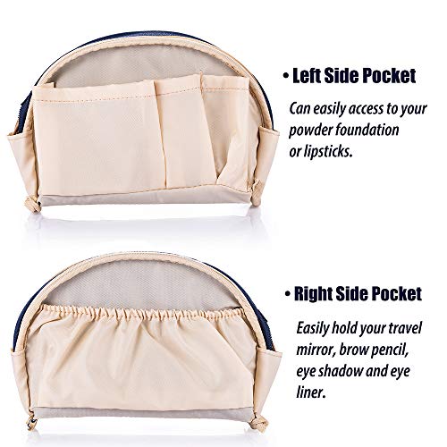 Hekyip Half Moon Cosmetic Bag, Travel Makeup Pouch, Portable Waterproof Cosmetic Pouch for Ladies Women, Small (NAVY BLUE) - color: NAVY BLUE