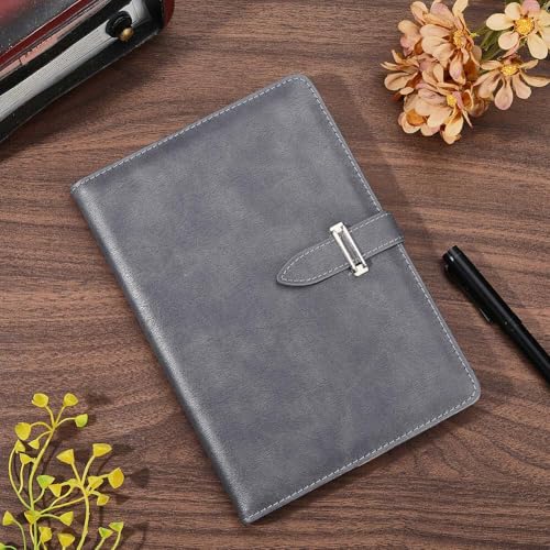 CRASPIRE A5 Leather Notebook Cover Gray Waterproof Envelope Folder Refillable Notebook Business Briefcase Envelope Folder Handmade Leather Journal Cover for Book Lovers Classmate Gifts - color: Gray
