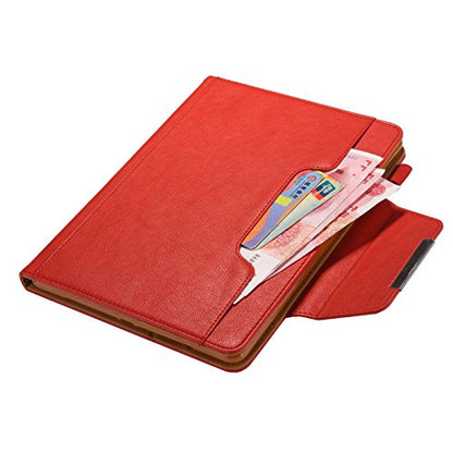 Folio Case for iPad Pro 11-inch M5 2025/M4 2024, Techcircle Anti-Slip Stand PU Leather Soft TPU Back Magnetic Smart Cover with Pencil Holder + Card Slots + Front Pocket, Auto Sleep/Wake, Red - color: 02 Red, size: iPad Pro 11 2024-2025
