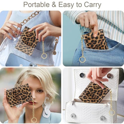 Trifold Leopard Wallet for Women RFID Blocking Purse with ID Window | Mini Purse with Cash Pocket 7 Card Slots, Keychain, Ideal for Women Ladies Girls - color: Leopard