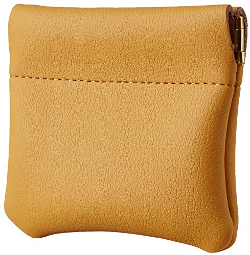 Travelambo Leather Squeeze Coin Purse Pouch Change Holder For Men & Women - color: Access Yellow