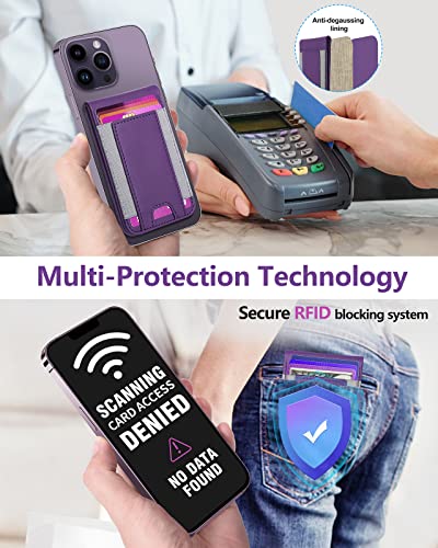 for MagSafe Wallet with Adjustable Stand, 9 Card Holder, Open ID Window | Strongest Magnetic Wallet for iPhone 17/16/15/14/13/12 Series, RFID Blocking, Vegan Leather, Purple - color: Purple