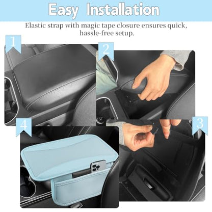 NBTEPEM 6 PCS Nappa Microfiber Leather Blue Steering Wheel Cover Set, Breathable Fabric Cooling Steering Wheel Cover 14.5-15inch Universal, Car Center Console Cover, Seat Belt Cushion, Cup Coaster - color: Blue