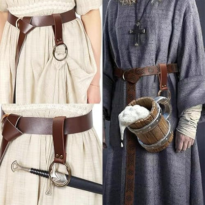 Belt Pouch Waist Bag Fanny Pack Steampunk Phone Holder Medieval Bag Leather Belt Renaissance Cosplay Costume Accessories (Tri-Brown) - color: Tri-Brown
