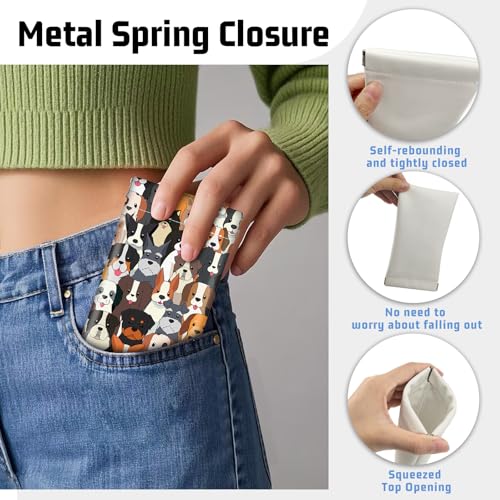 Soft Glasses Case for Sunglasses Eyeglass Slim Pouch | 7x3.5 inches, Portable PU Leather, Squeeze Top, Sunglasses Holder Bag Pouch, For Women Men - color: Dog