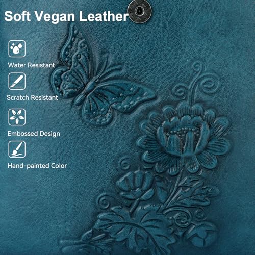 Small Crossbody Purse for Women, Vegan Leather Multi Pocket Bag | Small Crossbody Bags for Women with Embossed Design, Adjustable Strap, Lightweight Travel Shoulder Bag for Daily Use and Gift - color: Peacock-blue