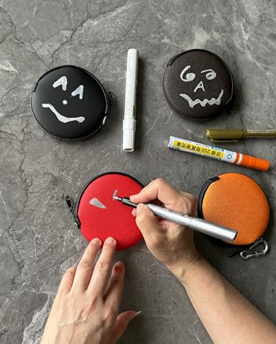 Mini Round Coin Purse with Clip on, Lightweight Waterproof Zipper Pouch for Earbuds, Keys, Coins, Compact Travel Storage Case for Women & Men, Xmas Gift [ Red ] - color: Red