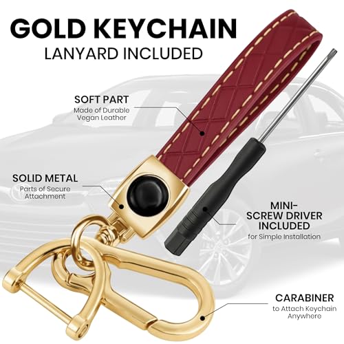 Toyota Key Fob Cover for RAV4, Camry, Highlander, Prius & more – Key Cover + Gold Key Chain Included (Gold & Red)