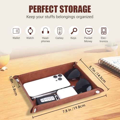 To My Dad Gifts,Leather Tray Engraved Personalized Gifts Unique Dad Birthday Gifts from Daughter Son,Valet Tray Desktop Storage Organizer (I know DAD) - color: I Know Dad