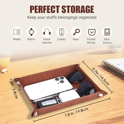 To My Dad Gifts,Leather Tray Engraved Personalized Gifts Unique Dad Birthday Gifts from Daughter Son,Valet Tray Desktop Storage Organizer (I know DAD) - color: I Know Dad