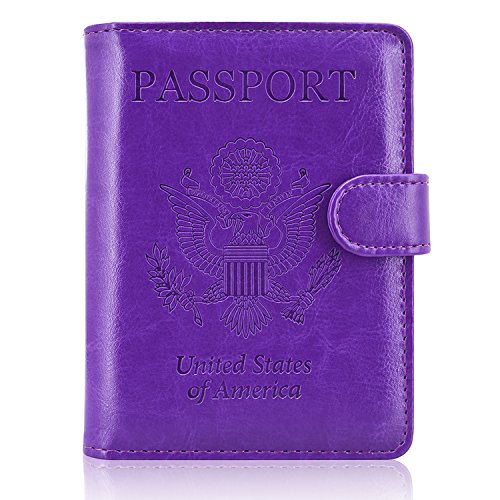 Passport Holder Cover, ACdream Protective Premium Leather RFID Blocking Wallet Travel Case for Passport/Credit Card/Air Ticket, - color: Purple