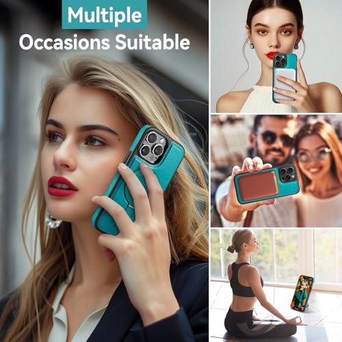 for iPhone 15 Pro Case with Stand Compatible with Magsafe, Green - color: Turquoise, size: iPhone 15 Pro - 6.1"