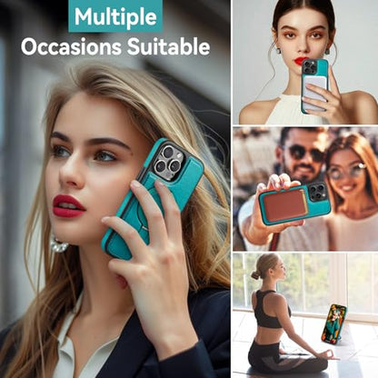 for iPhone 15 Pro Case with Stand Compatible with Magsafe, Green - color: Turquoise, size: iPhone 15 Pro - 6.1"