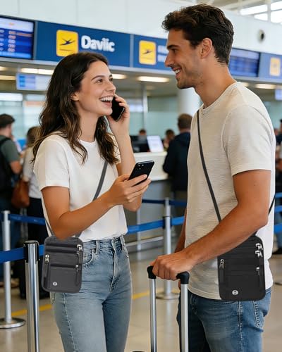 Sizobi Neck Wallet for Traveling Women Men, RFID Blocking Passport Holder - color: Khaki