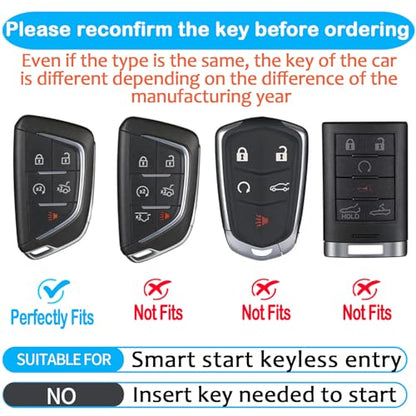 for Cadillac Key Fob Cover with Keychain Soft Full Protection Key Shell Key Case Compatible with 2020-2026 Lyriq Escalade CT4 CT5 CT6 XT4 XT5 XT6 Optiq Vistiq Smart Key (Blue, 5 Buttons) - color: Blie, size: 5 Buttons