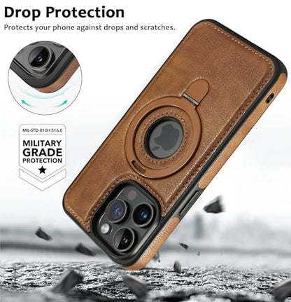 Magnetic for iPhone Leather Case,Invisible Stand [Compatible with Magsafe] Slim Kickstand Phone Cove (Brown, iPhone 15 Plus) - color: Brown, size: iPhone 15 Plus