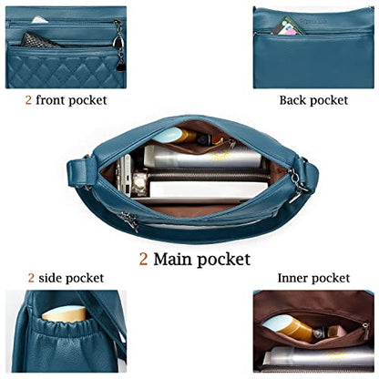 Crossbody Purse for Women Ladies Soft PU Leather Shoulder Bag Medium Roomy Handbag Fashion Tote Top Handle Satchel - color: 8963-lake Blue