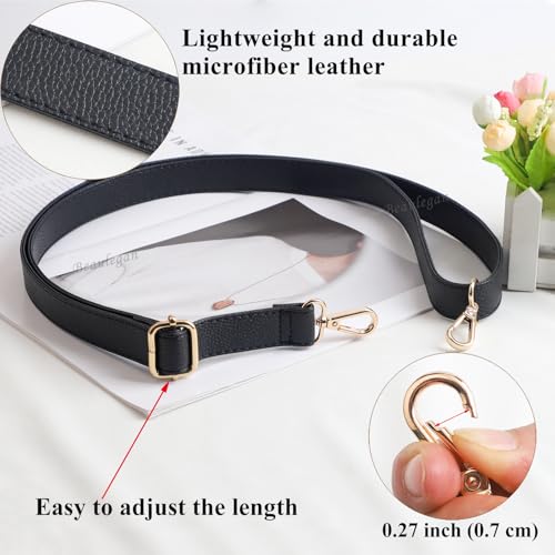 BEAULEGAN Purse Strap Replacement, Black/Silver, 0.5 Inch Wide | Full Grain Microfiber Leather, Adjustable, Crossbody Shoulder Bag - color: Silver Clasp, size: 0.5 Inch Wide