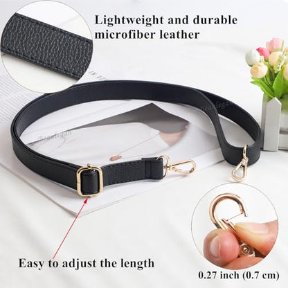 BEAULEGAN Purse Strap Replacement, Black/Silver, 0.5 Inch Wide | Full Grain Microfiber Leather, Adjustable, Crossbody Shoulder Bag - color: Silver Clasp, size: 0.5 Inch Wide