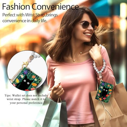 Yonlevres Credit Card Holder RFID Small Wallet Women Keychain Zipper - color: Floral Cat-2