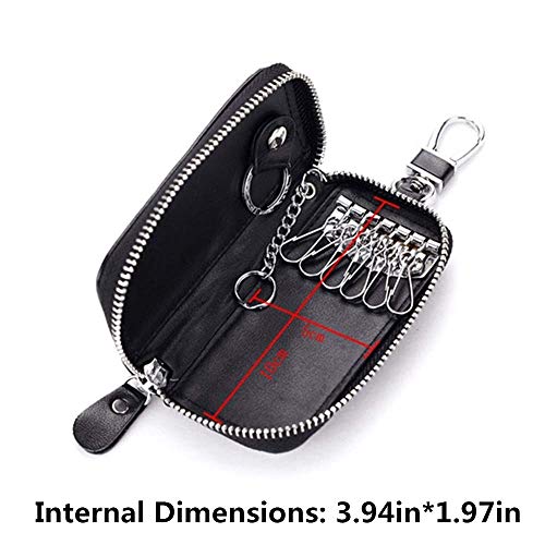 Genuine Leather Key Holder Bag with 2 Card Slot & 6 Hooks & 1 Access Card,Key Case Car Key Holder Wallet for Men Women - color: Royal Blue