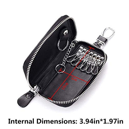 Genuine Leather Key Holder Bag with 2 Card Slot & 6 Hooks & 1 Access Card,Key Case Car Key Holder Wallet for Men Women - color: Royal Blue
