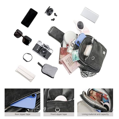 Sling Bag Set, PU Leather Sling Bag, Multi-Zipper Design for Travel, Outdoors, Valentine’s Day Gifts - color: 003-black