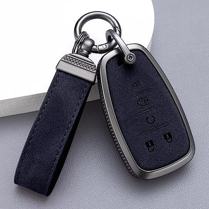 YO&YOYE Compatible with Chevy Key Fob Cover with Keychain Leather Key Case Protector for Chevrolet Equinox Malibu Cruze Camaro Tahoe Silverado Traverse Blazer Sonic (Black, 5 buttons) - size: Model1-black-5buttons