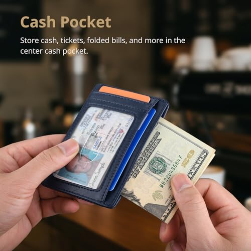 Buffway Slim Minimalist Front Pocket RFID Blocking Leather Wallets for Men and Women - Alaska Blue - color: Alaska Blue