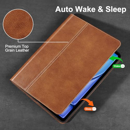 Gexmil Leather Case for iPad Air 11 Inch M4/M3/M2,10.9 Inch,Tanned Brown | Genuine Leather Cover for iPad Air 2026/2025/2024/2022/2020,Smart Folio Auto Sleep/Wake,Protective,Adjustable Stand - color: Vegetable Tanned Brown